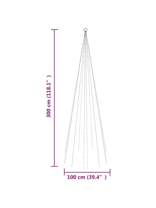 Jõulupuu vaiaga, külm valge, 310 LEDi, 300 cm