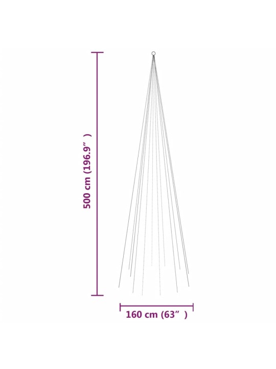 Jõulupuu vaiaga, soe valge, 732 LEDi, 500 cm