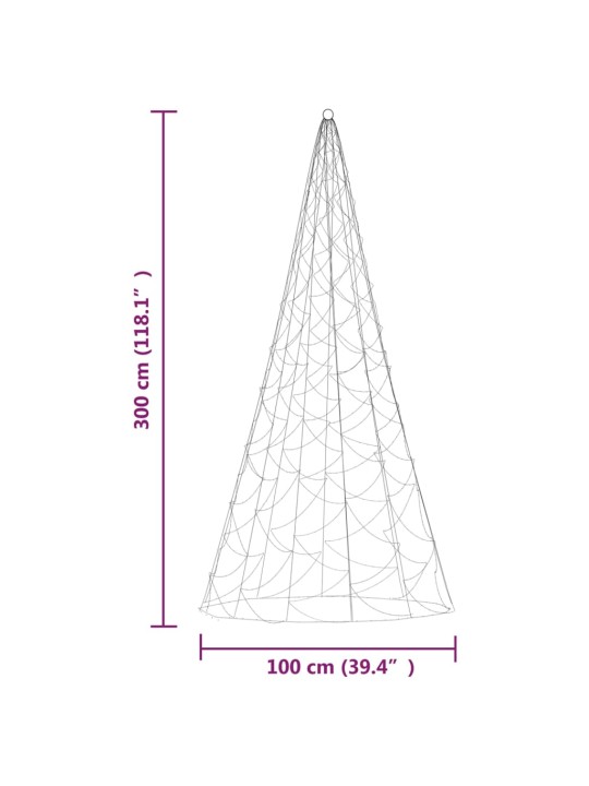 Jõulupuu vaiaga, soe valge, 500 LEDi, 300 cm