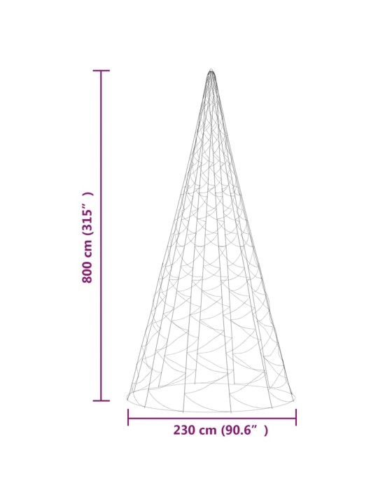 Jõulupuu vaiaga, külm valge, 3000 LEDi, 800 cm