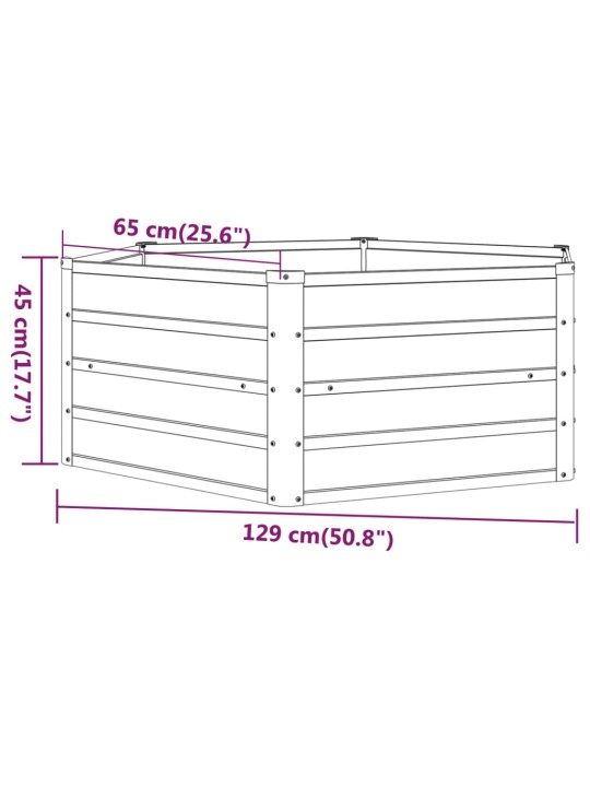 Taimekast, rooste, 129 x 129 x 45 cm, corten-teras