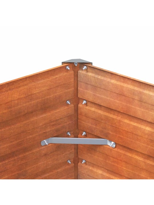 Taimekast, rooste, 129 x 129 x 77 cm, corten-teras