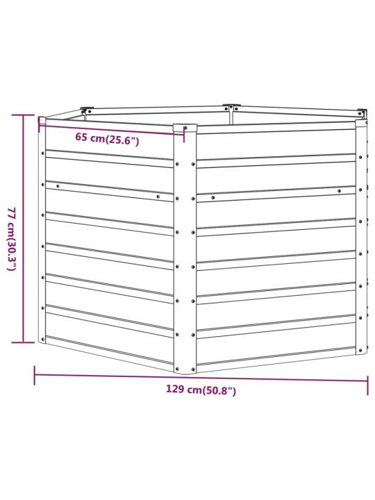 Taimekast, rooste, 129 x 129 x 77 cm, corten-teras