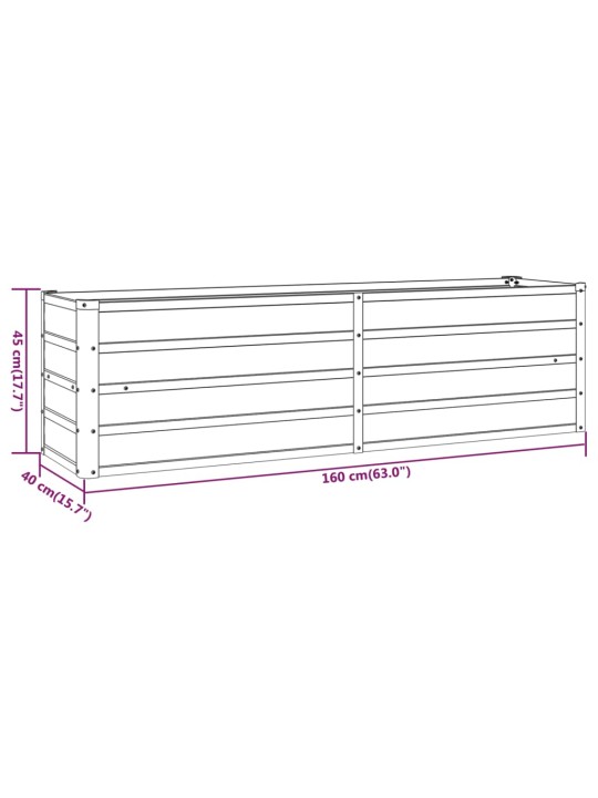 Taimekast, rooste, 160x40x45 cm, corten-teras