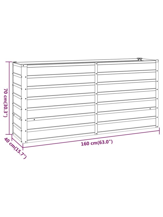 Taimekast, rooste, 160x40x77 cm, corten-teras