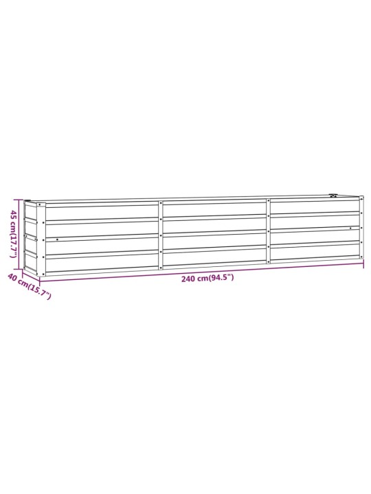 Taimekast, rooste, 240x40x45 cm, corten-teras