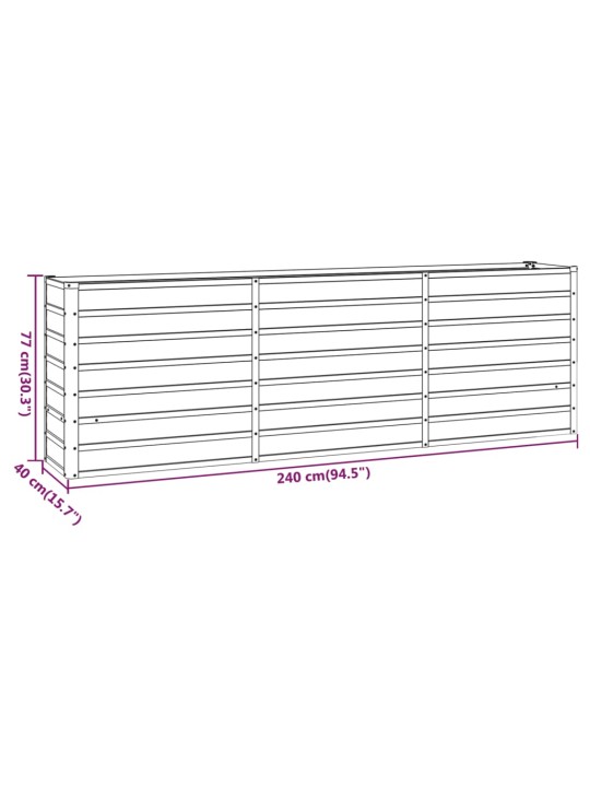 Taimekast, rooste, 240x40x77 cm, corten-teras