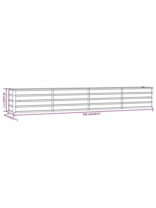 Taimekast, rooste, 320x40x45 cm, corten-teras