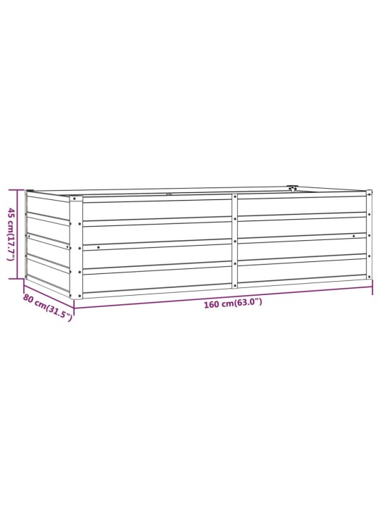 Taimekast, rooste, 160x80x45 cm, corten-teras