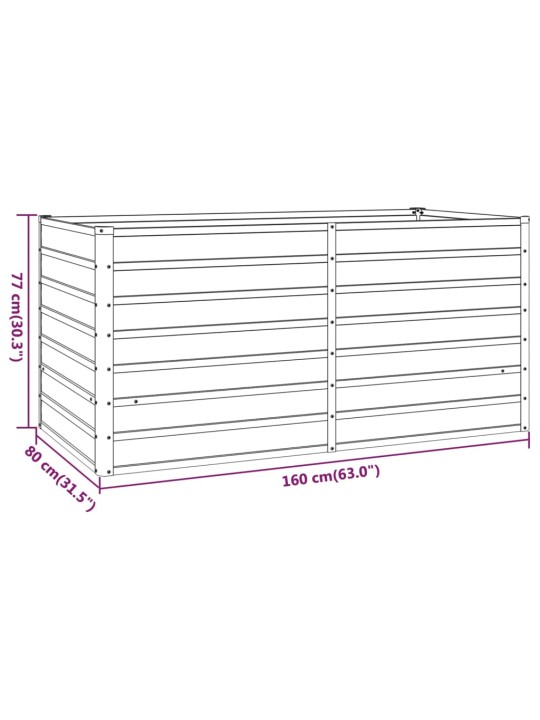 Taimekast, rooste, 160x80x77 cm, corten-teras