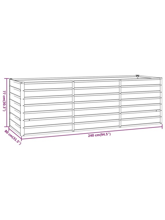 Taimekast, rooste, 240x80x77 cm, corten-teras