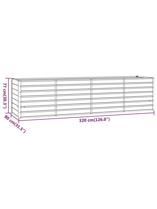 Taimekast, rooste, 320x80x77 cm, corten-teras