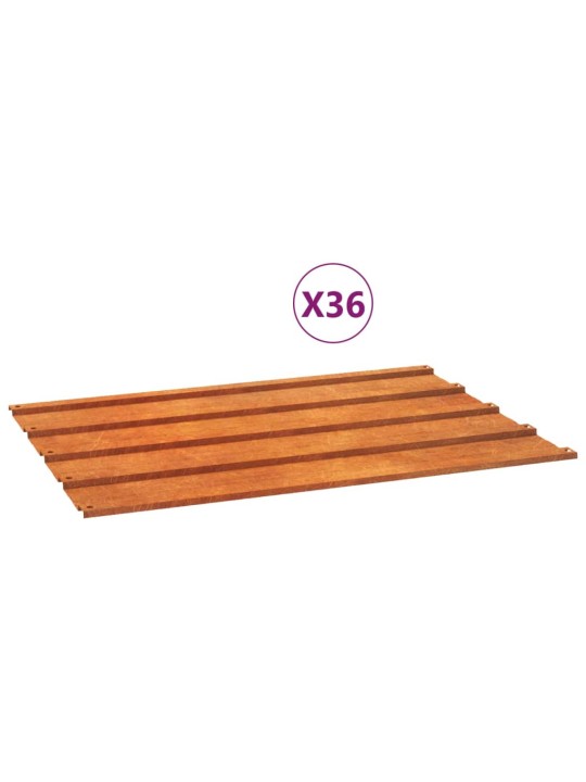 Katusepaneelid 36 tk, rooste, 60x44 cm, corten teras