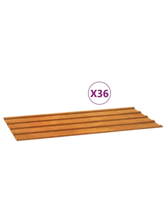 Katusepaneelid 12 tk, rooste, 80x44 cm, corten teras