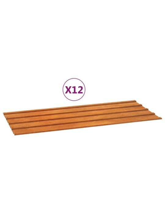 Katusepaneelid 12 tk, rooste, 100x44 cm, corten teras