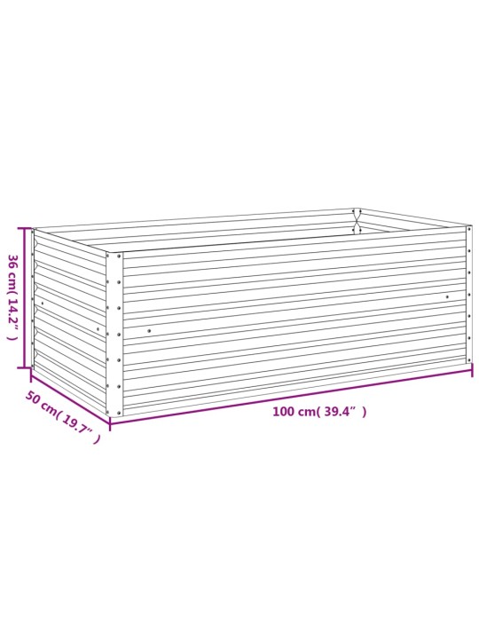 Taimekast, 100 x 50 x 36 cm, corten-teras