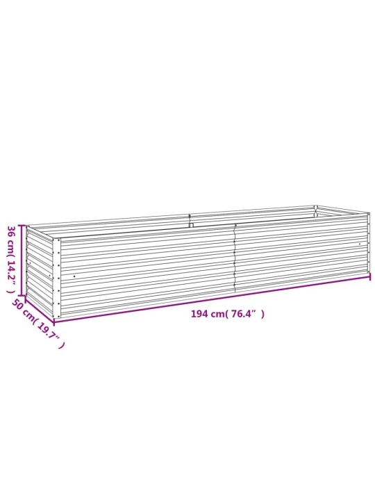 Taimekast, 194 x 50 x 36 cm, corten-teras