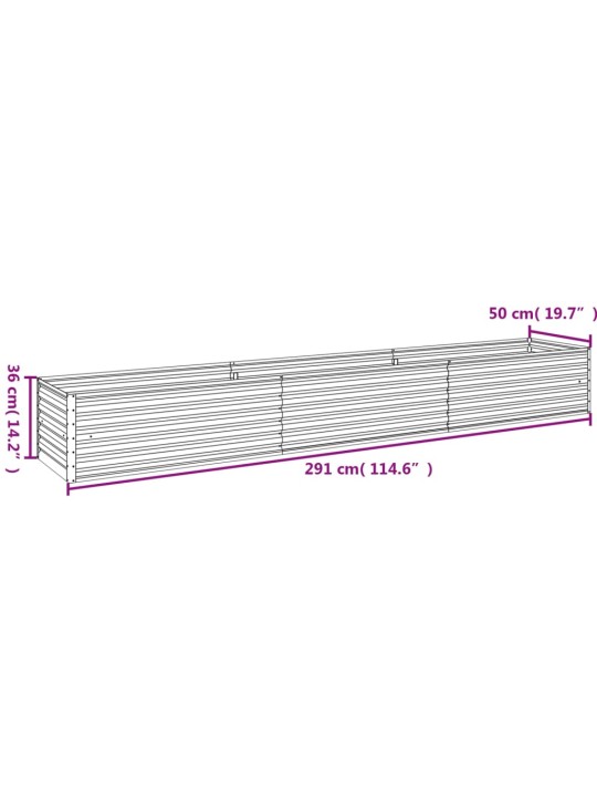 Taimekast, 291 x 50 x 36 cm, corten-teras