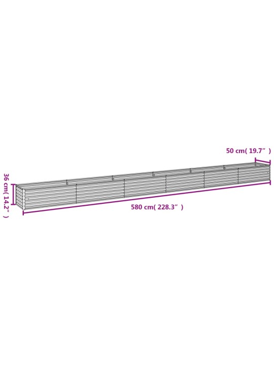 Taimekast, 580 x 50 x 36 cm, corten-teras