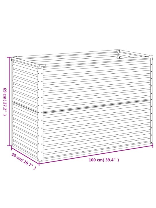 Taimekast, 100 x 50 x 69 cm, corten-teras