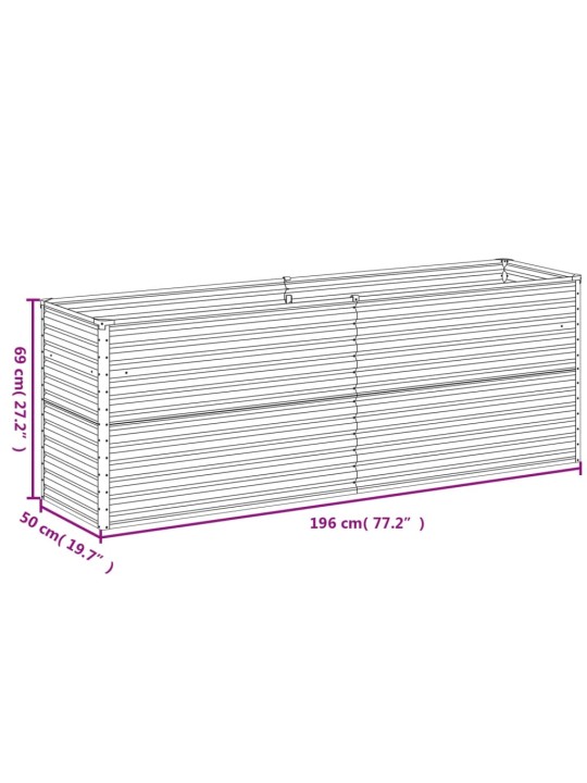 Taimekast, 196 x 50 x 69 cm, corten-teras