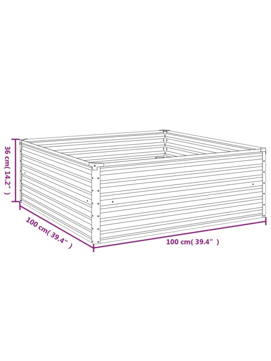 Taimekast, 100 x 100 x 36 cm, corten-teras