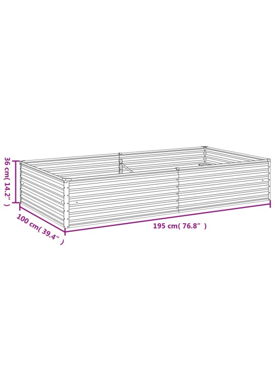 Taimekast, 195 x 100 x 36 cm, corten-teras