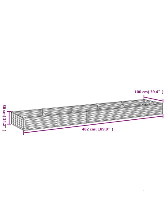 Taimekast, 482 x 100 x 36 cm, corten-teras