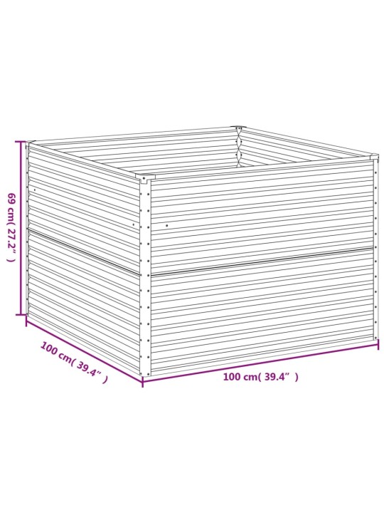 Taimekast, 100 x 100 x 69 cm, corten-teras