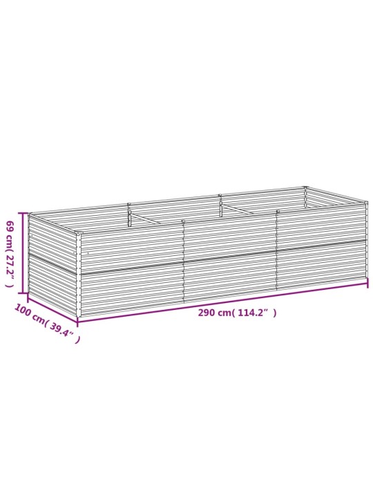 Taimekast, 290 x 100 x 69 cm, corten-teras