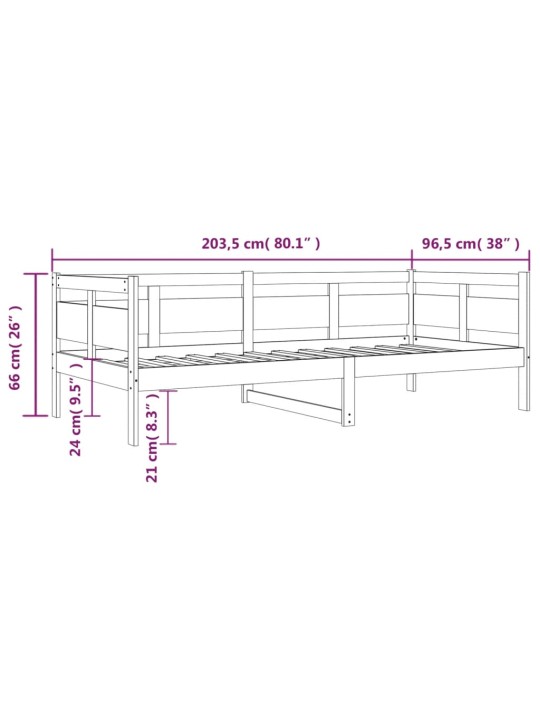 Päevavoodi raam ilma madratsita meekarva männipuit 90 x 200 cm