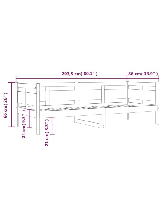 Päevavoodi, hall, männipuit, 80 x 200 cm