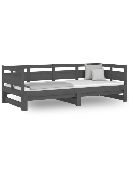 Väljatõmmatav päevavoodi, hall, männipuit, 2 x (80-200) cm