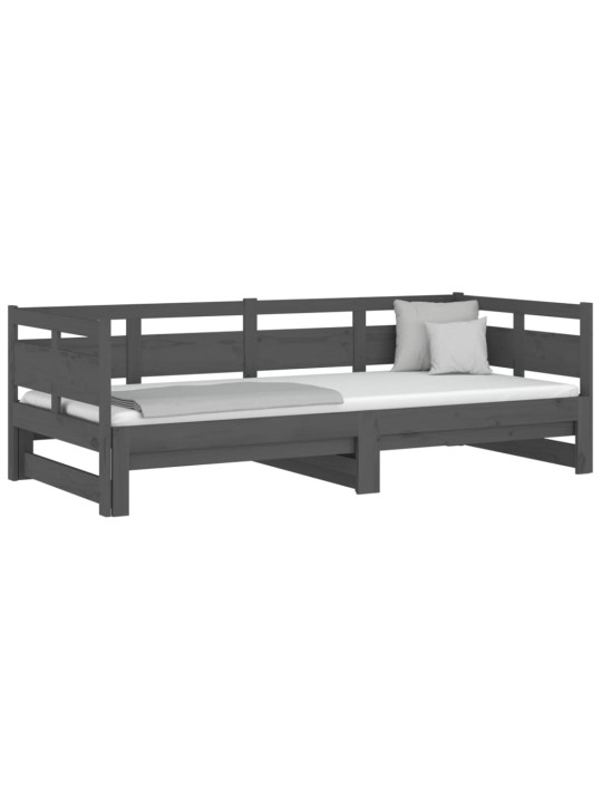Väljatõmmatav päevavoodi, hall, männipuit, 2 x (80-200) cm