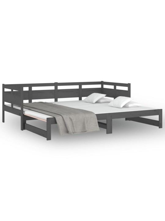 Väljatõmmatav päevavoodi, hall, männipuit, 2 x (80-200) cm