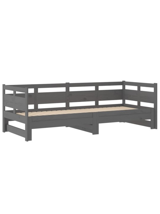 Väljatõmmatav päevavoodi, hall, männipuit, 2 x (80-200) cm