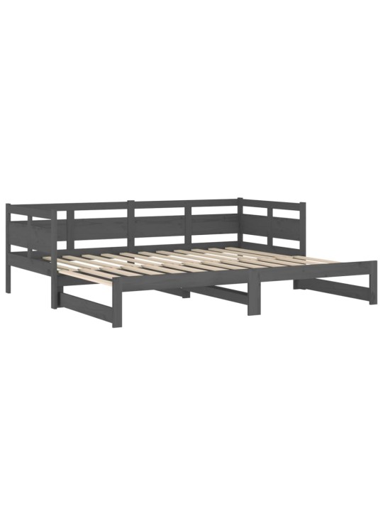 Väljatõmmatav päevavoodi, hall, männipuit, 2 x (80-200) cm
