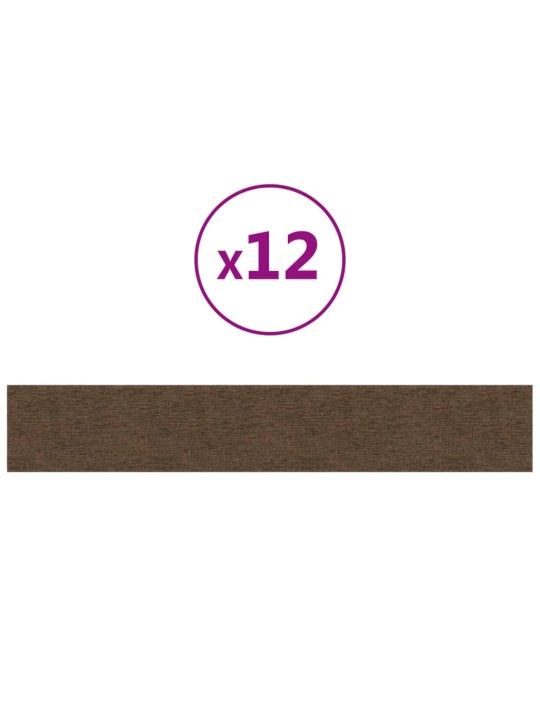 Seinapaneelid 12 tk, pruun, 90 x 15 cm, kangas, 1,62 m²