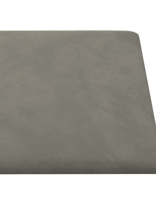 Seinapaneelid 12 tk, helehall, 90 x 15 cm, samet, 1,62 m²