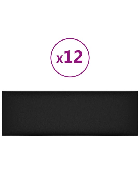 SEINAPANEELID 12 TK, MUST, 90 X 30 CM, KUNSTNAHK, 3,24 M²