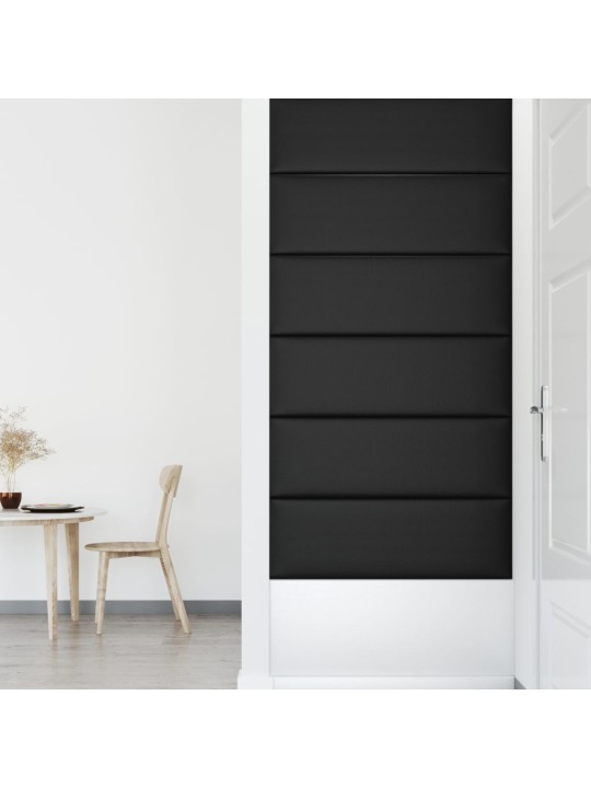 SEINAPANEELID 12 TK, MUST, 90 X 30 CM, KUNSTNAHK, 3,24 M²