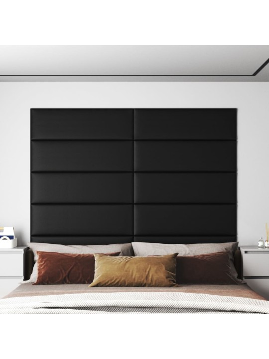 SEINAPANEELID 12 TK, MUST, 90 X 30 CM, KUNSTNAHK, 3,24 M²