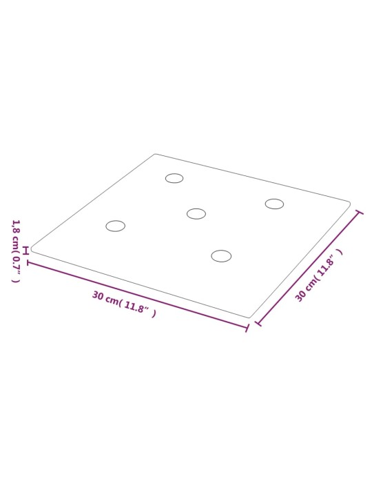 Seinapaneelid 12 tk, must, 30 x 30 cm, kunstnahk, 1,08 m²