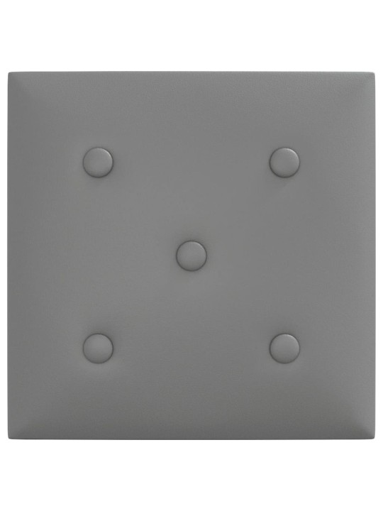 Seinapaneelid 12 tk, hall, 30 x 30 cm, kunstnahk, 1,08 m²