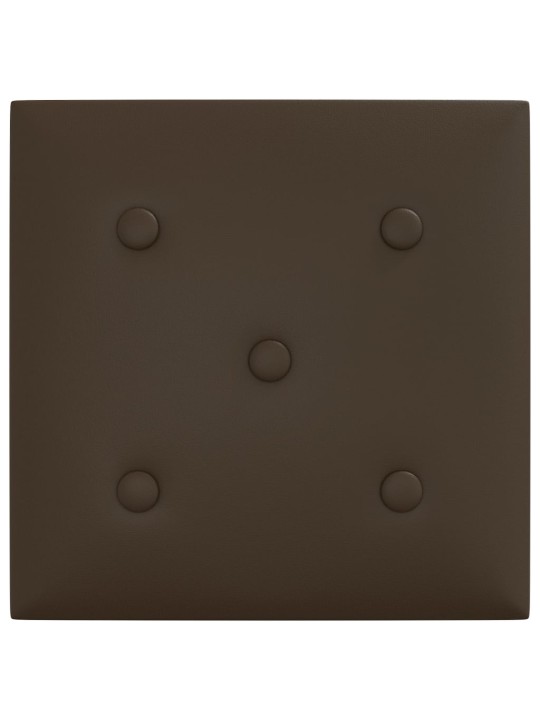 Seinapaneelid 12 tk, pruun, 30 x 30 cm, kunstnahk, 1,08 m²