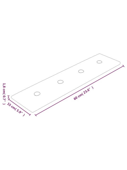 Seinapaneelid 12 tk, must, 60 x 15 cm, kunstnahk, 1,08 m²