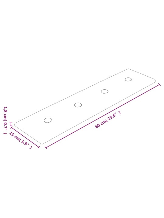 Seinapaneelid 12 tk, hall, 60 x 15 cm, kunstnahk, 1,08 m²