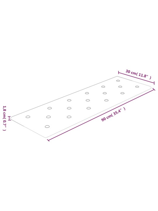 Seinapaneelid 12 tk, must, 90 x 30 cm, kunstnahk, 3,24 m²