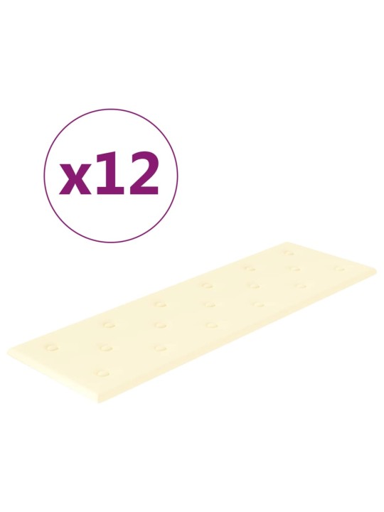 SEINAPANEELID 12 TK, KREEMJAS, 90 X 30 CM, KUNSTNAHK, 3,24 M²