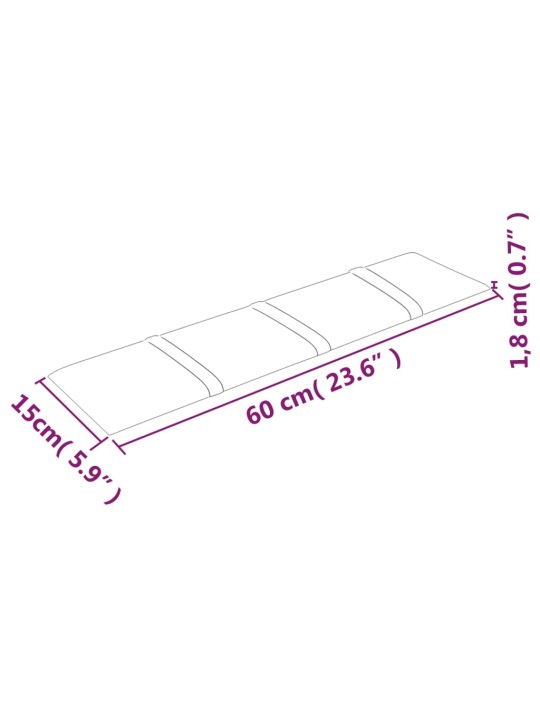 Seinapaneelid 12 tk, tumehall, 60 x 15 cm, kangas, 1,08 m²